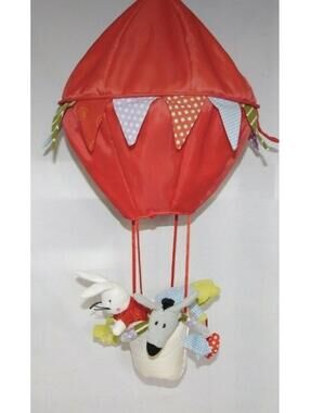 2007 Ikea Nursery Hot Air Balloon Hanging Plush Mobile 20” Bunny Frog Donkey New